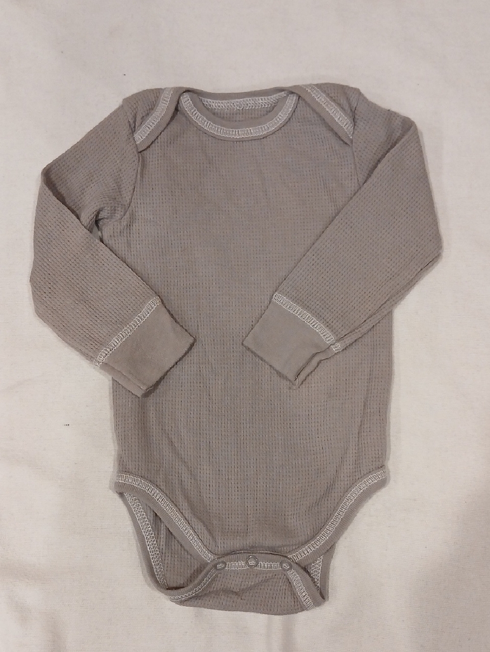 chick pea Neutral Taupe Waffle-Knit Long-Sleeve Baby One-Piece